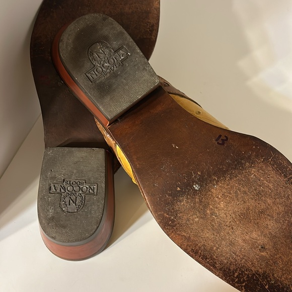 Nocona Full Quill Ostrich Square Toe Western Mule Boots Shoes Yellow Women US9B - Picture 5 of 9